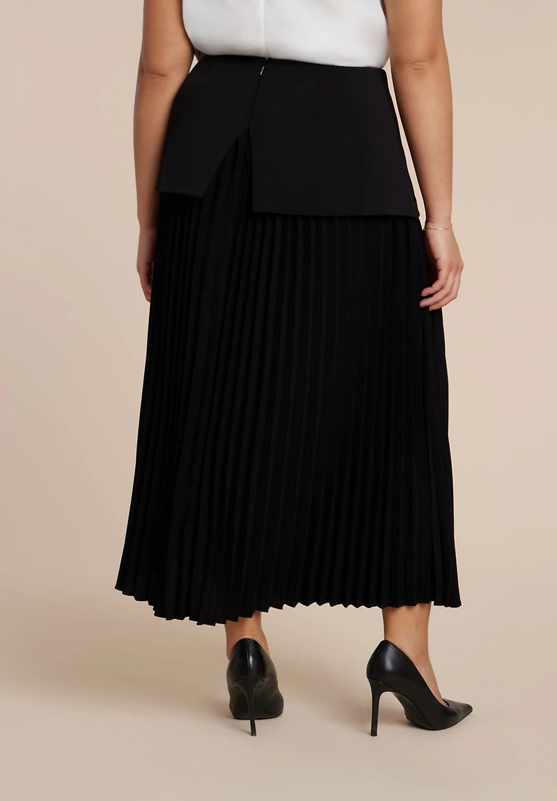 Eloquii Women's Mixed Media Pleated Skirt