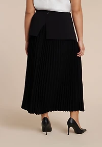 Eloquii Women's Mixed Media Pleated Skirt