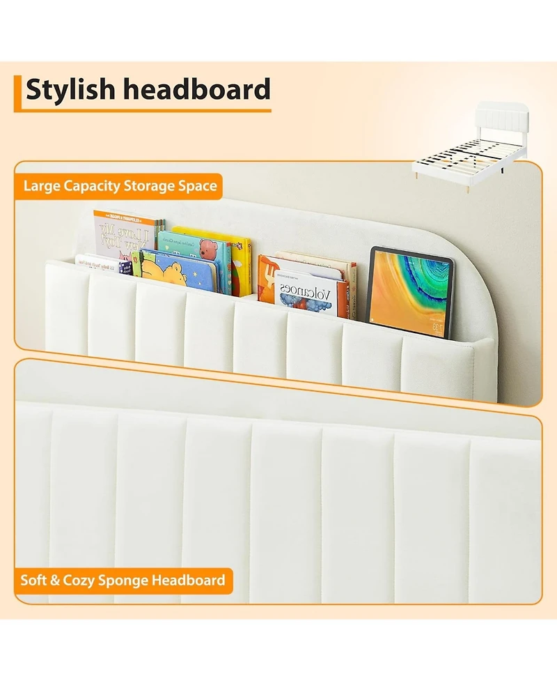 gaomon Twin Bed Frame with Bookcase Headboard