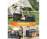 Cozito 24" Steel Frame, Mesh Windows, Storage Pockets, 15–24 lb Foldable Soft Dog Crate, Portable Carrier