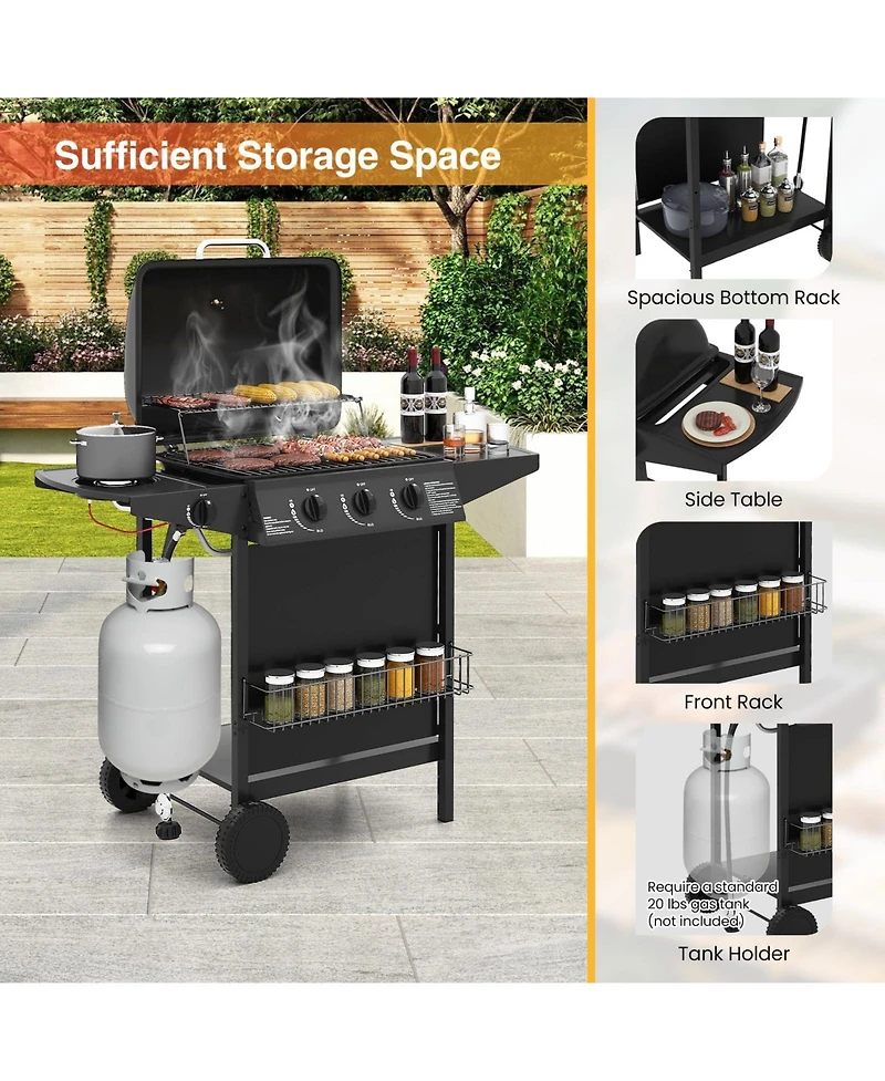 Ecooso 39 000 Btu Outdoor Burner Propane Gas Grill on Wheels