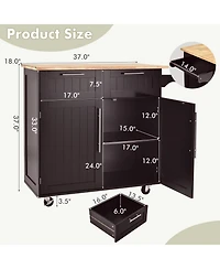 Kitchen Islands Rolling Island Cart Storage Trolley with Towel Rack and Drawer