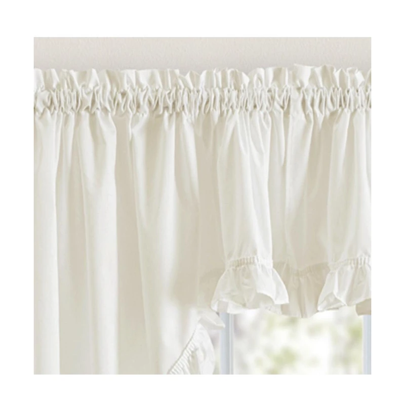 Ellis Curtain Home Classic Narrow Ruffle Natural Color Rod Pocket Swag Curtain Panel, 86" X 38