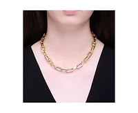 Rachel Glauber Modern Two-Tone Gold Plated Pave-set Cz Link Necklace