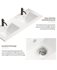 Busdays Double Bowl Ceramic Bathroom Sink