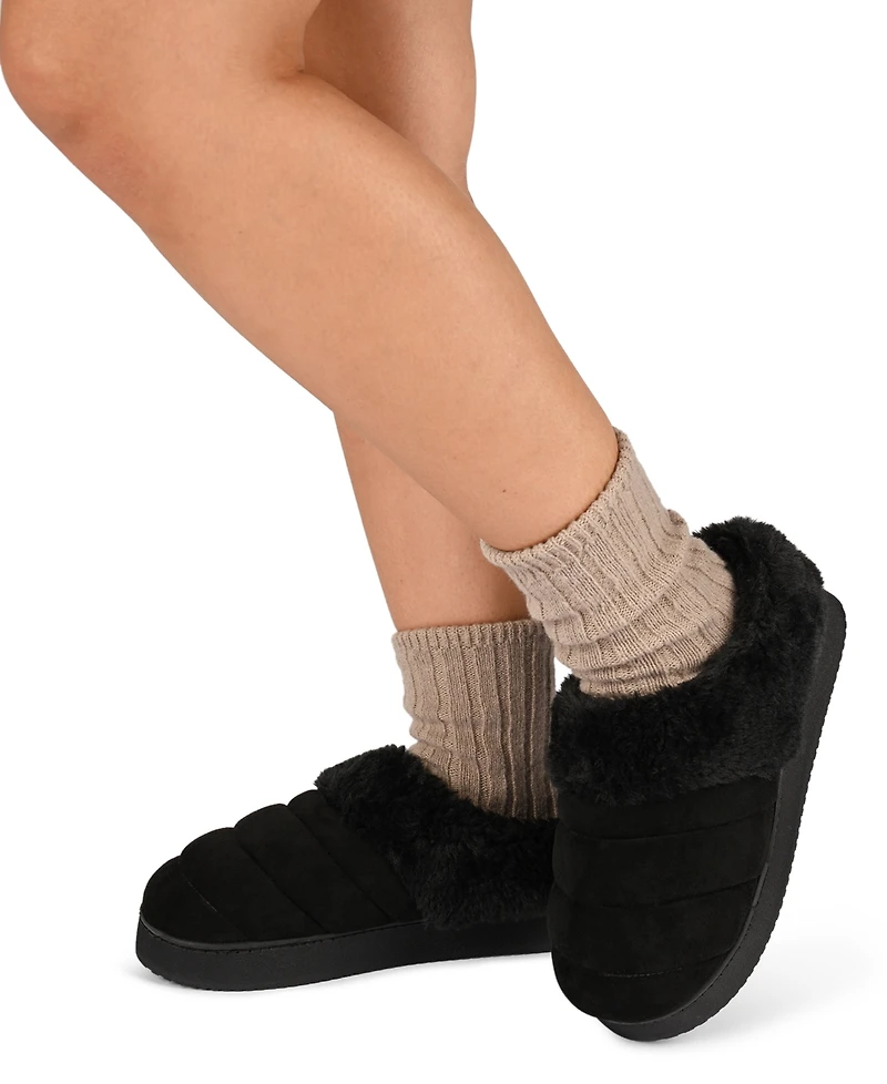 Journee Collection Women's Blair Quilted Round Toe Cushioned Clog Slippers