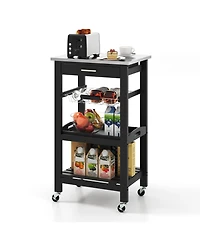 Volenca Kitchen Island Cart with Stainless Steel Top and Storage Basket, Rolling Trolley