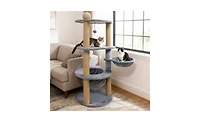 Aostirmotor 47-Inch Cat Tower with Scratching Posts, Multi-Level Cat Tree for Relaxation and Play, Light Grey