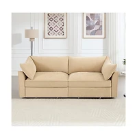 Boyel Living 2-Seater Sofa with Pull-Out Storage Drawers Under Each Seat Wraparound Back and Arm Cushions