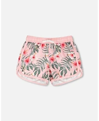 Deux par Girls Swim Shorts Hibiscus Print