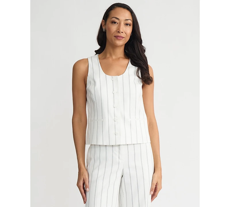 Kasper Women's Pinstripe Five-Button Sleeveless Vest