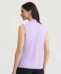 Kasper Women's Solid Sleeveless Tie-Neck Blouse, Regular & Petite
