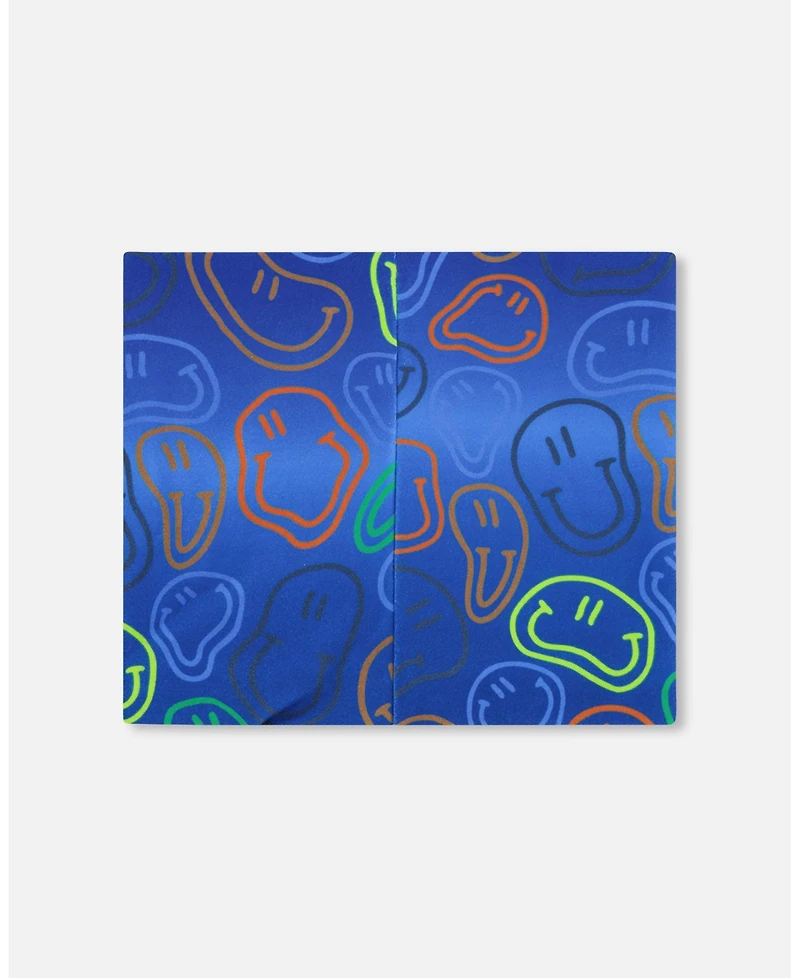 Deux par Deux Baby Boys Stretch Jersey Neck Tube Blue Printed Smileys