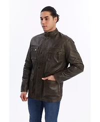Furniq Uk Men's Utility Style Leather Jacket