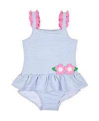 Florence Eiseman Baby Girl Seersucker Swimsuit With Flowers