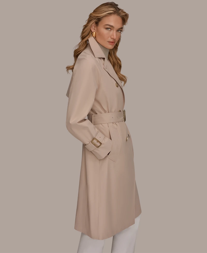 Donna Karan New York Women's Double Breasted Belted Notch Collar Trench Coat