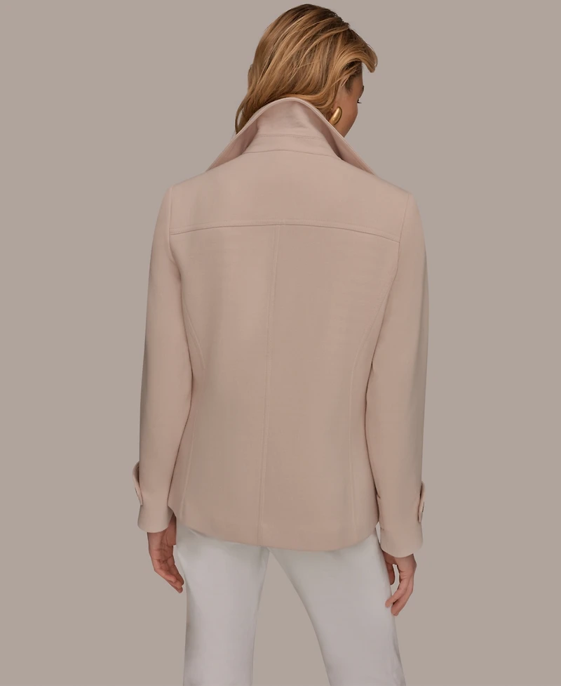 Donna Karan New York Women's Short Crepe Notch Collar Trench Coat