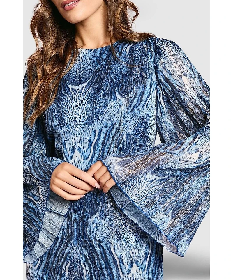 Coast Women's Flare Sleeve Animal Print Midi Dress