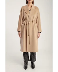 1982 Women's Cashmere Tie Waist Lapel Coat