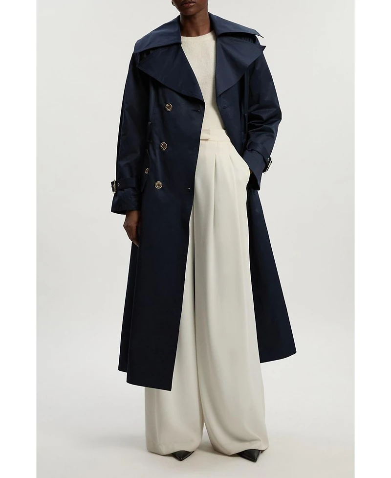 Karen Millen Women's Cotton Sheen Belted Classic Trench Coat