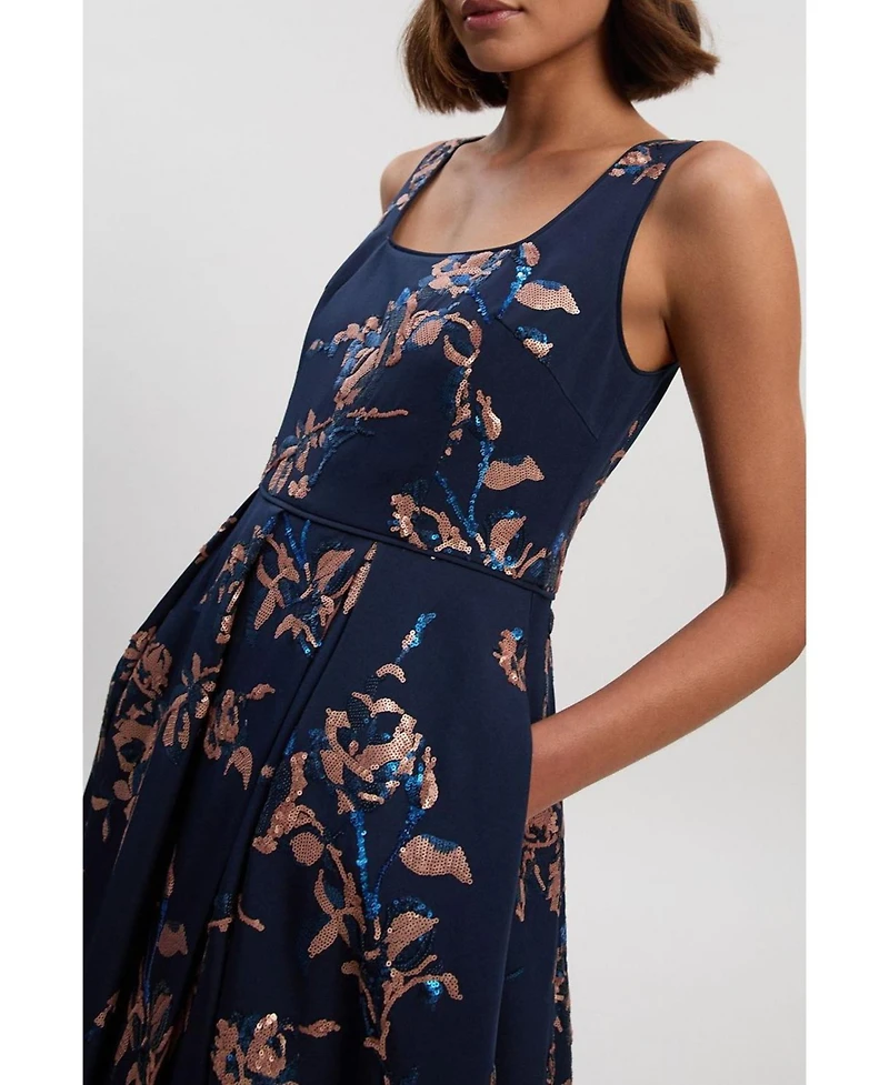 Karen Millen Women's Satin Sequin Prom Dress