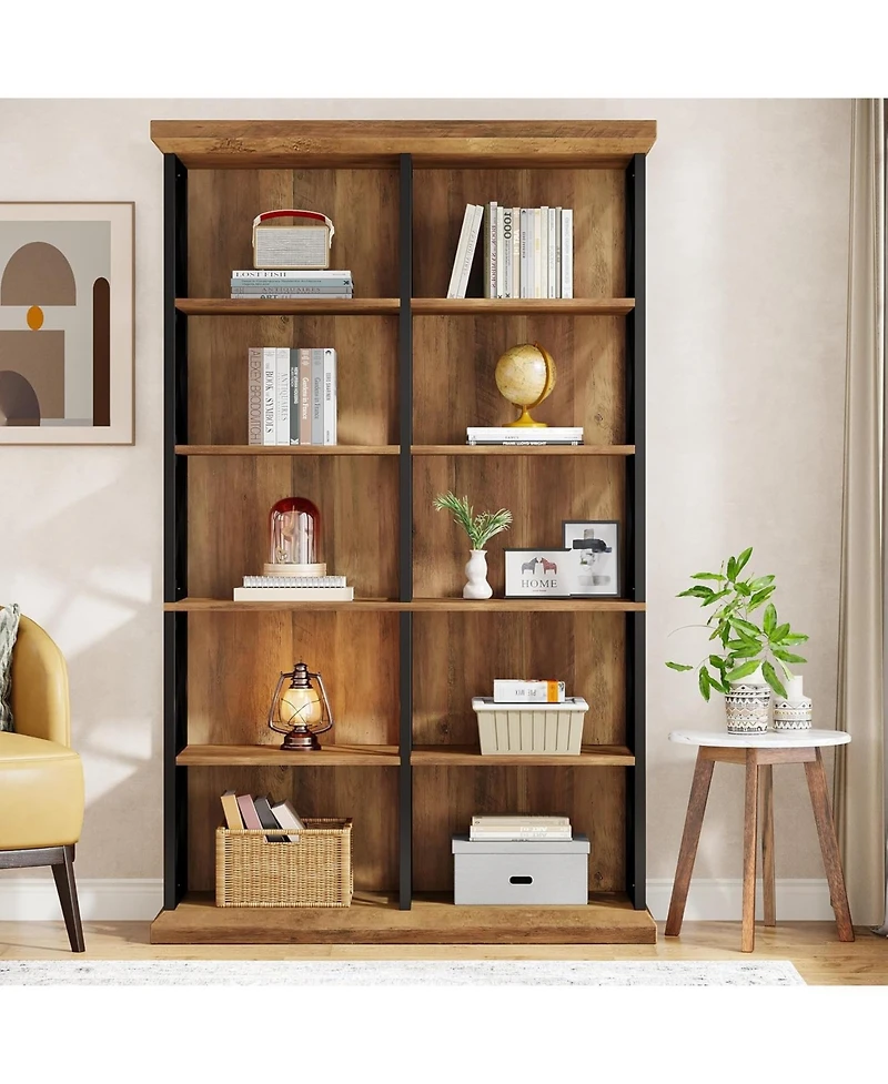 Tribesigns 75 Inch Tall Bookcase, Double Wide Bookshelves and Bookcase, 6-Tier Industrial Book Shelf 6 Shelf Display Storage Shelves