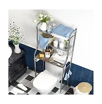 Homfan Over The Toilet Storage Shelf, Freestanding Bathroom Organizers and Storage Over Toilet with Paper Holder Towel Hooks Bathroom Organizer