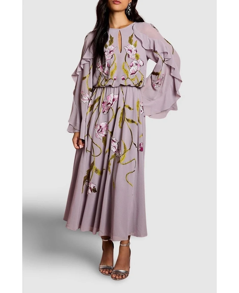 Coast Women's Embroidered Tiered Chiffon Midi Dress