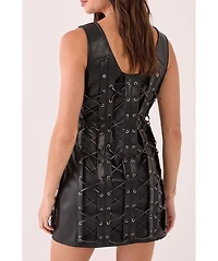Nasty Gal Women's Eyelet Lace Up Faux Leather Mini Dress