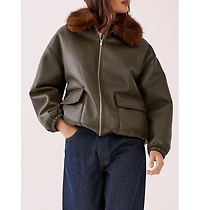 Nasty Gal Faux Fur Collar Bomber Jacket