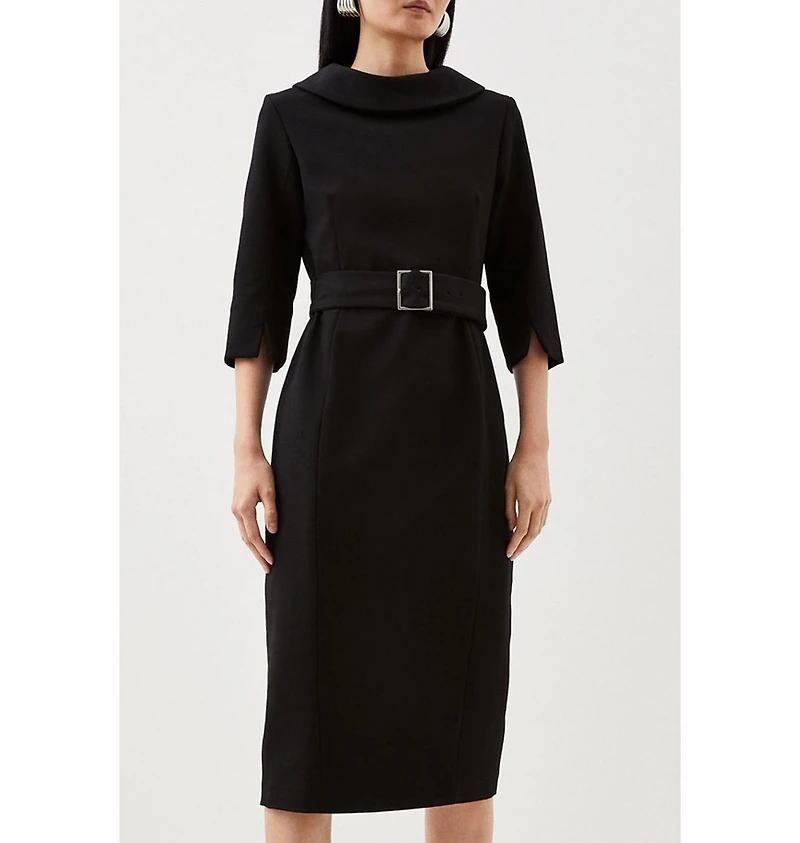 Petite Roll Neck Pencil Midi Dress