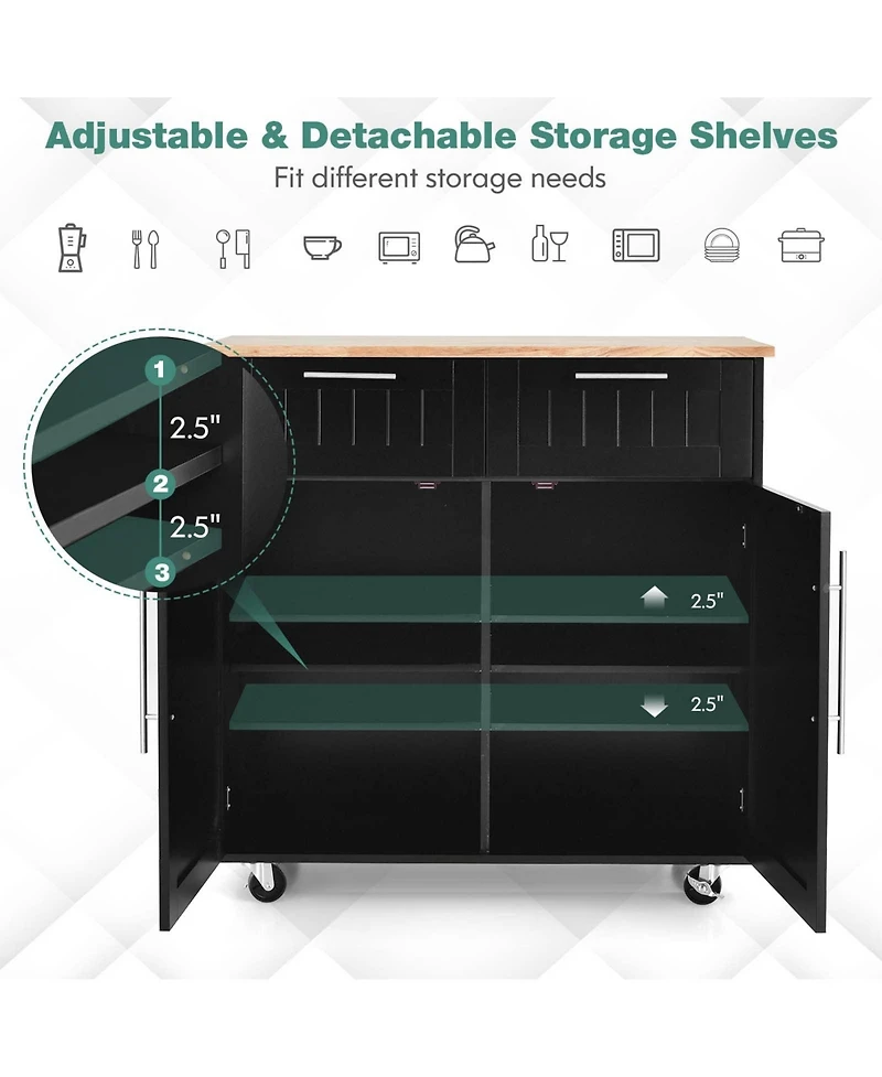 Volenca Kitchen Island Storage Trolley with Drawer and Towel Rack, Rolling Cart