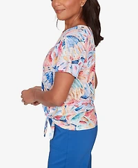 Alfred Dunner Women's The Royal Treatment Butterfly Wing Tie Front T-shirt