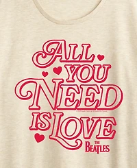 Hybrid Apparel Women's All You Need Is Love Beatles Short Sleeve Graphic T-Shirt