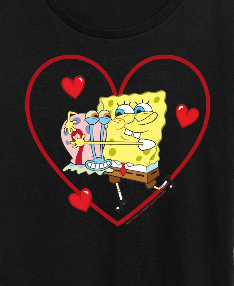 Hybrid Apparel Women's Spongebob Squarepants Gary Heart Short Sleeve Graphic T-Shirt