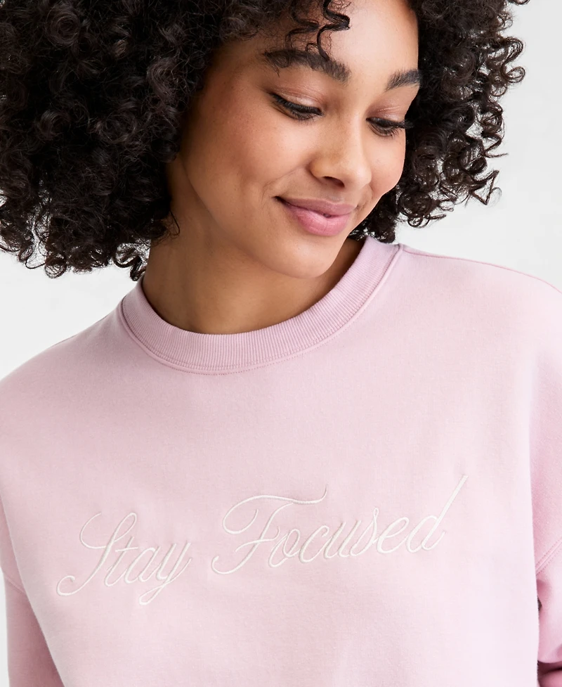 Id Ideology Women's Graphic Fleece Crewneck Sweatshirt, Macy's Exclusive