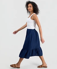 Style & Co Women's Indigo Gauze Tiered Midi Skirt, Macy's Exclusive