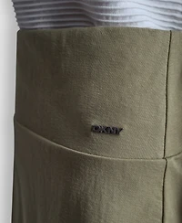 Dkny Women's Arid Pique Mini Logo Emblem Slit A-Line Skirt