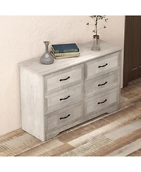 gaomon Takywep 6-Drawer Dresser for Bedroom - Farmhouse Modern Wooden Storage Chest with Metal Handles, Organizer Bedroom, Living Room