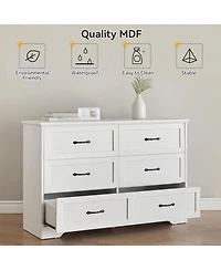 gaomon Takywep 6-Drawer Dresser for Bedroom - Farmhouse Modern Wooden Storage Chest with Metal Handles, Dresser Organizer for Bedroom, Living Room