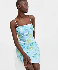 Eliza J Women's Embellished Square-Neck Midi Mesh Dress