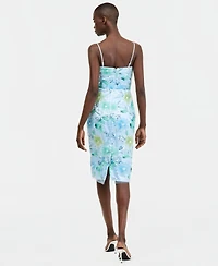 Eliza J Women's Embellished Square-Neck Midi Mesh Dress