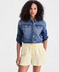 On 34th Women's Cropped Cotton Denim Trucker Jacket, Macy's Exclusive