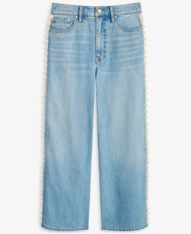 On 34th Women's High-Rise Cropped Faux-Pearl-Trim Jeans, Macy's Exclusive