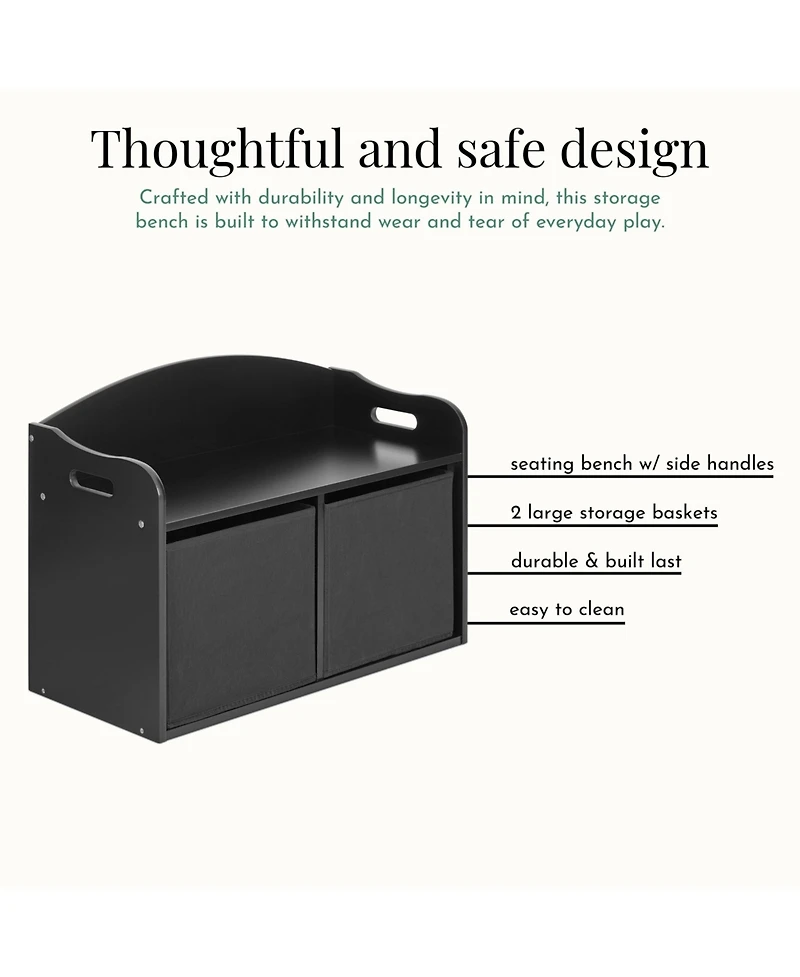 evolur Playthings Storage Bench - Kids' with Top Seat & Hidden