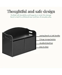 evolur Playthings Storage Bench - Kids' with Top Seat & Hidden