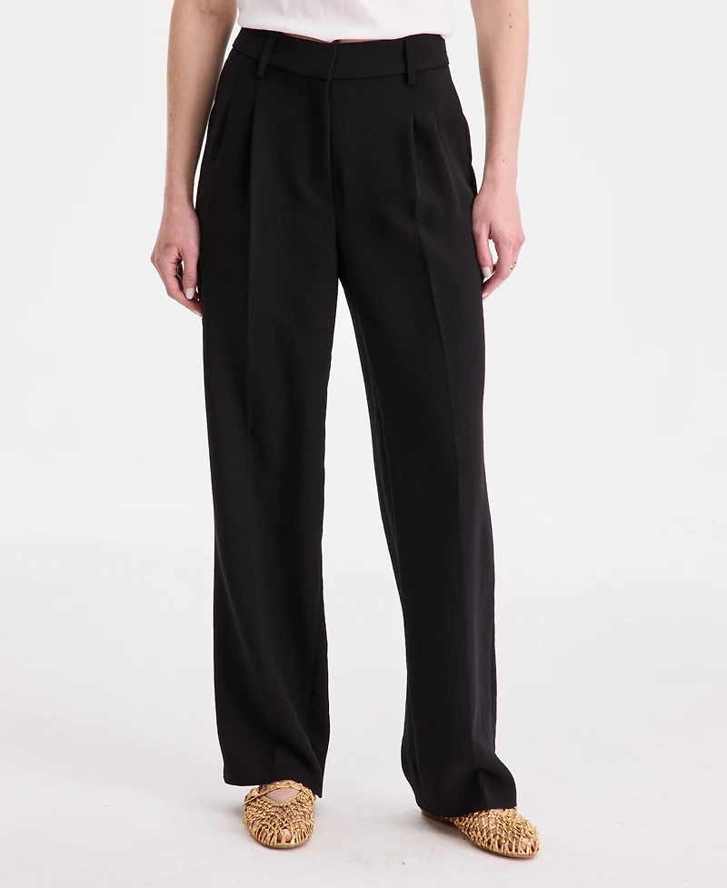 On 34th Women's High-Rise Polished Crepe Pleated Wide-Leg Pants, Macy's Exclusive