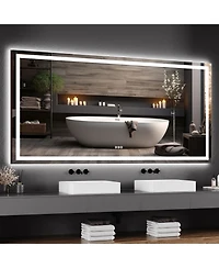 Homfan 60"x 30" Led Bathroom Mirror with Lights, Dimmable, Anti-Fog, Backlit + Front Lit, Smart Bathroom Vanity Mirror for Wall, Memory Func