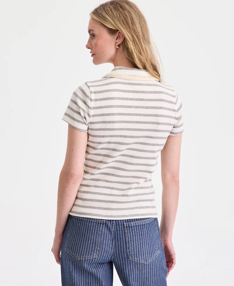 On 34th Women's Embellished Rib Polo Top, Macy's Exclusive