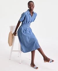 On 34th Women's Cotton Denim Pleated Shirtdress, Macy's Exclusive